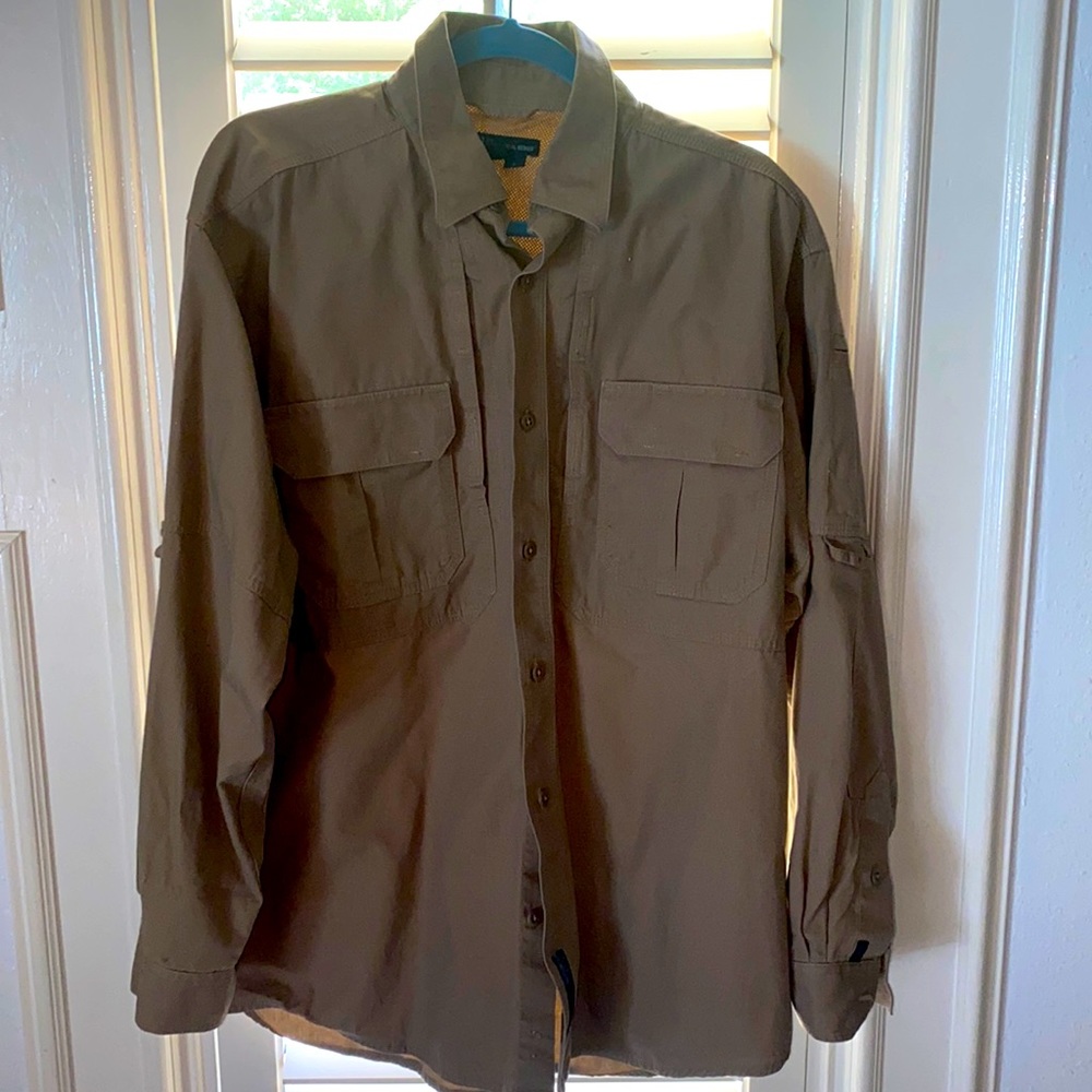 Mens 5.11 coyote color long sleeve 100% cotton shirt